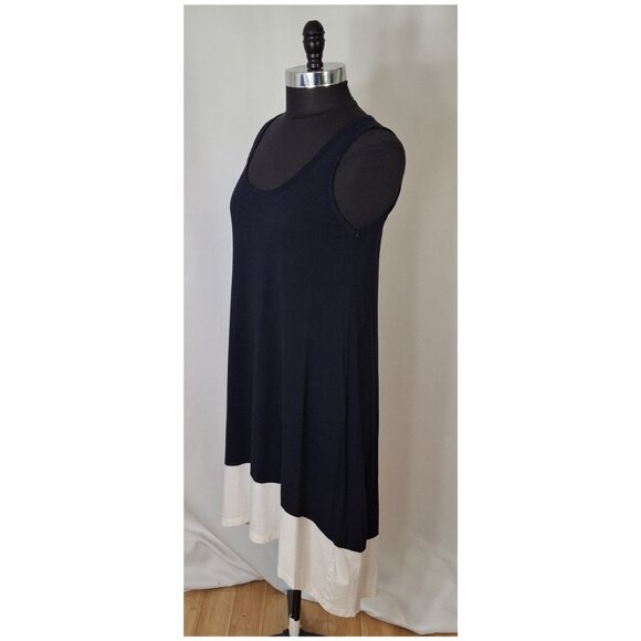 Jones New York Sport Woman Size M Asymmetric Navy White Colorblock Tunic Dress - Picture 2 of 8